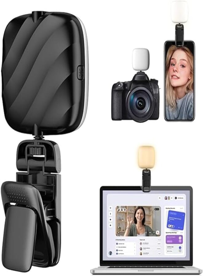 Goodern Selfie Light,Portable Full-Screen Fill Light with 3 Lighting Modes Adjusted 3 Color Clip Camera Light Rechargeable Lightweight Pocket LED Selfie Light for Phone Laptop Makeup Selfie-Black